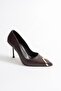 Marvella Women's Brown Leather Pointed Toe High Thin Heels Shoes Stiletto (9.5 cm) - 3