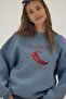 Women's Oversize Sweatshirt Be Hot Printed Marine – Crew Neck, 3 Thread Rastering