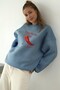 Women's Oversize Sweatshirt Be Hot Printed Marine – Crew Neck, 3 Thread Rastering - 5