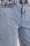 Women's Regular Fit Classic Cut Baggy Cotton Wide Leg Light Blue Jeans - 3