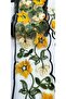 EMBROIDERED EDGE STRIP WITH YELLOW FLOWERS ON SPECIAL WHITE TULIP