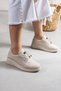 Ecru Women's Orthopedic Rubber Laced Casual Shoes 3428Nav - 3