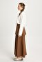 Women's Brown Belted Poplin Long Skirt 30021 - 2