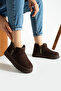 Brown Women's Thick Heeled Furry Short Boots Ug01Nav - 2