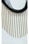 Fringe ribbon with gold ball chain on black gauze 9 cm - 6