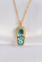 316L Steel Chain Zircon Stone Gold Color Evil Eye Slipper Design Necklace -