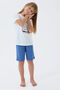 Girl's Crew Neck Pigment Printed Summer Regular Fit White Capri Set Rp3634-C-V1 - 3