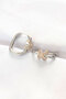 Brass Double Color Stone X Design Rectangular Earrings -