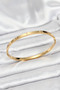 316L Steel Gold Color Zircon Stone 65 mm Thin Women's Handcuff Bracelet -