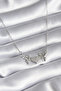 316L Steel Silver Color Zircon Stone Wing Heart Model Women's Necklace -