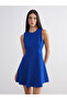 Lcw Vision Blue Crew Neck Waist-Fitted Mini Dress - 2