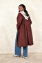Burgundy Trench Coat with Scarf