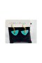 Gold Skeleton Turquoise Textured Polymer Clay Hoop Earrings - 3