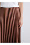 Satin Pleated Skirt with Elastic Waist - 3