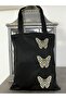 Black Canvas Bag Mackenzie Pattern Butterfly Shoulder Bag - 2