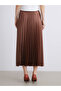 Satin Pleated Skirt with Elastic Waist - 4