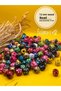 12 mm Flower Polka Dot Patterned Wooden Beads (25 Gram 40 Pcs) Hole Diameter 4 mm Colored Board