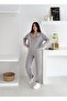 Stand-Up Collar Tracksuit Set with Modal Fabric Pockets - Wm2561 - with Ruffle Detail on the Skirt - 6