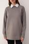 Antrasit Çıkarılabilir Yakada Taş Detaylı 3 İplik Örme Sweatshirt TCTAW26TW00001 - 3