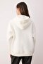 Ecru Oversize/Relaxed Fit Zippered Thick Fleece Lined Knitted Cardigan/Sweatshirt Twoaw24Sw00188 - 4