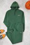 Yeşil Regular /Rahat Kesim Kapüşonlu Nakışlı İçi Polar Sweatshirt Eşofman Takım TMNAW24EM00000 - 6