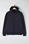 Lacivert Oversize/Geniş Kesim Fermuarlı Sıcak Tutan Kapüşonlu Sweatshirt-Hırka TMNAW24SW00049 - 5