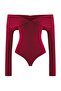 Bordo Carmen Yaka Örme Body TPRAW26BD00022 - 5