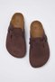 Brown Suede Closed Toe Flat Women's Sabot Slippers TAKSS25TE00001