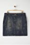More Sustainable Koyu Mavi Dikiş Detaylı %100 Pamuk Non-Stretch Mini Denim Etek TBBAW26AZ00037 - 5