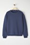 Indigo Unisex Oversize/Geniş Kesim Kontrast Dikiş Detaylı Bisiklet Yaka Sweatshirt TMNAW24SW00011 - 6