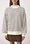 Kahverengi Çizgili Oversize/Geniş Kalıp Örme Sweatshirt TWOAW26SW00102 - 3