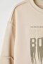 Bej Pamuklu Slogan Baskılı Kapüşonlu Regular Erkek Çocuk Örme Sweatshirt TKDAW26SW00018 - 4