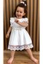 White 100% Cotton Muslin Girl's Dress Bow Lace Dress Daily Birthday Eid Dress - 7
