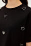 Heart Stone Detailed Crew Neck Cotton Regular Knitted T-Shirt - 2