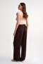 4629 Women's Wide Leg High Waist Viscose Palazzo Pants Brown - 7