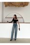 D98 Women's High Waist Dark Blue Vintage Raw Hem Straight Belted Jean - 7