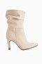 Wilma Beige Gusseted Thin Heeled Women's Boots, Women's Bootie