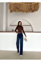 D98 Women's High Waist Blue Raw Hem Straight Belted Jeans - 4
