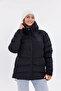 Women's Black Hooded Lined Waterproof Wind Resistant Fiber Filled Puffer Jacket Coat Parka - 2