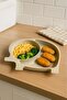 2-Piece Blue and Cream Elephant Model Food Plate with Compartments - Baby and Child Food Plate with Compartments - 2