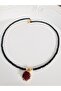Burgundy Velvet Rose Necklace 45 cm - 3