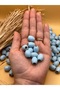 12X14 mm Blue Oval Wooden Beads (50 Grams 62 Pieces) Macrame Bag Design Board Hole Diameter 5 mm - 2