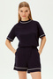 Short Regular Knitted Shorts with Elastic Waistband and Stripe Detail - 6