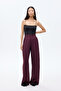 Wide Leg Palazzo Fabric Trousers Plum