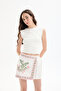 Embroidery Printed Tie Detail Shorts Skirt Ecru - 3