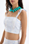 Bow Tie Strap Square Neck Blouse Ecru - 4