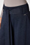 Belt Detailed Wide Leg Winter Wool Navy Blue Trousers - 6