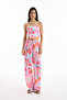 Floral Patterned Strapless Crop Bustier Blouse Pink - 3