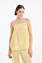 Seersucker Ruffled Strapless Blouse Yellow