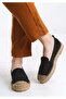 Feles Stone Detailed Espadrille Women's Ballet Shoes Black - 5